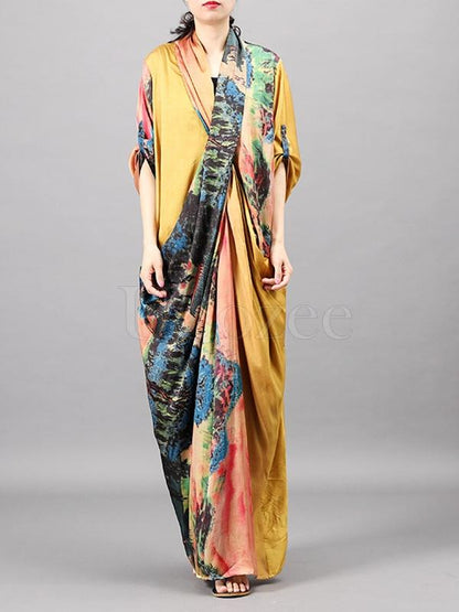 Casual Split-joint Silk Long Dress