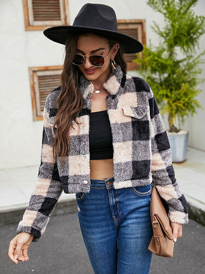 Urban Lapel Plaid Split-Joint Outerwear