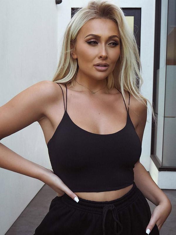 Sexy Wrap Solid Spaghetti-Neck Vest Top