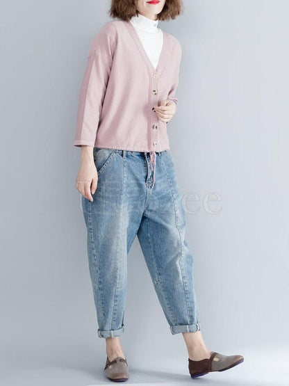 Casual Solid Denim Pants