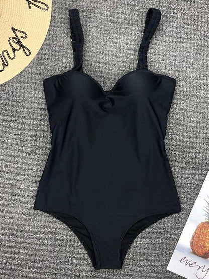 Solid Fresh Simple One-piece Swimwear