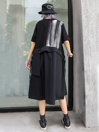 Loose Oversize Split-joint  Short Sleeves Dress