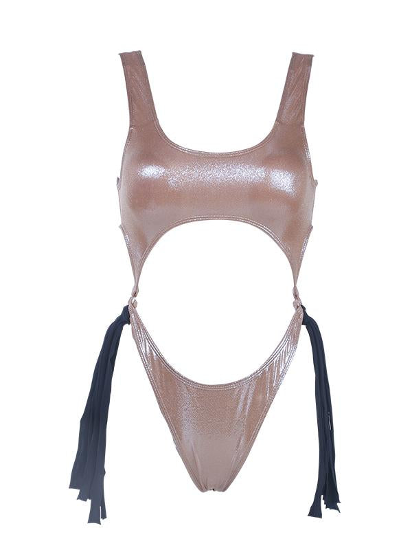 Tasseled Metal Ring Siamese Swimwear