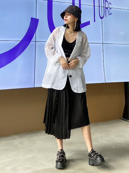 Casual Loose Pleated Asymmetric Skirts Bottoms