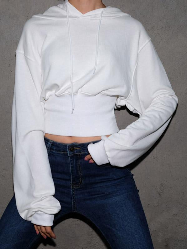 Casual Solid Loose Hoodies&Sweatshirt Tops