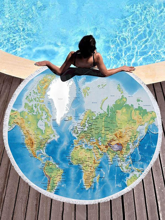 Map Printed Beach Towel