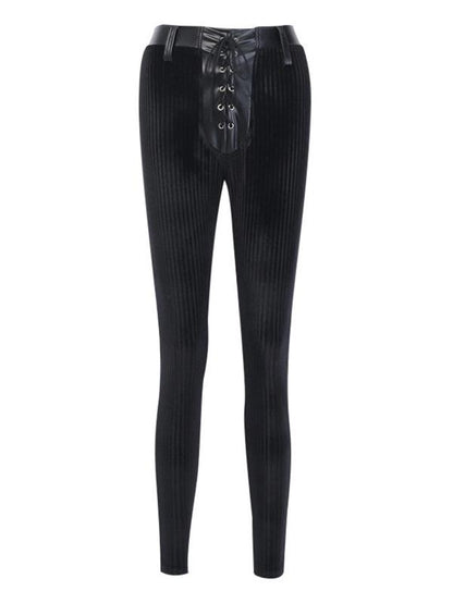 Solid Wrap Split-Joint PU Casual Pants Bottoms