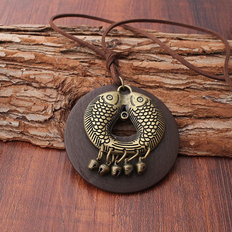 Buykud Alloy Two Fish Five Bells Simple Fashion Necklace