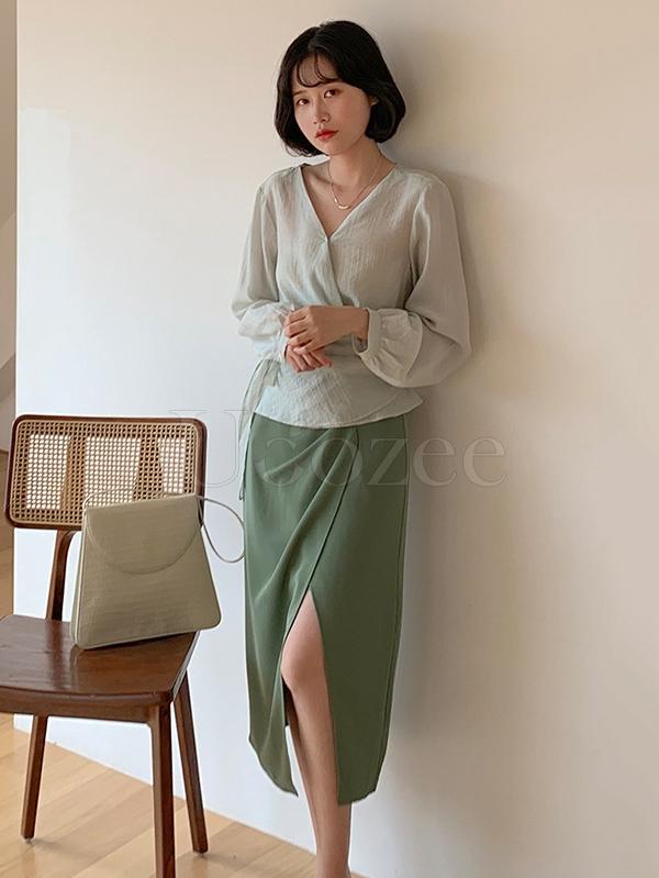 Casual Chiffon Split-front Skirt