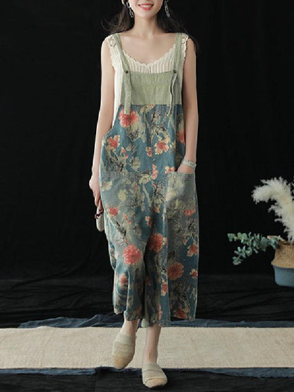 Vintage Loose Printed Jean Pants
