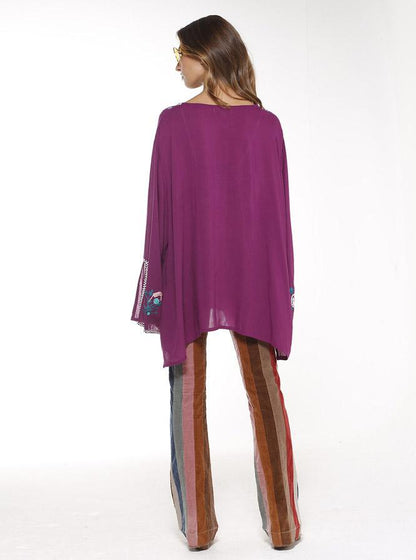 Embroidered V-neck Blouses&Shirts
