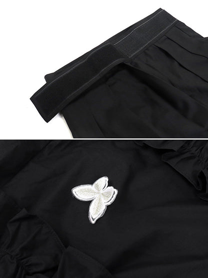 Stylish Mesh Hollow Embroidered Elasticity Split-Joint Strap Skirt