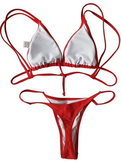 Solid Spaghetti Straps Bikinis Swimwear