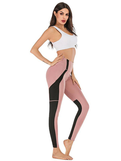 High Waist Color Stiching Workout Leggings