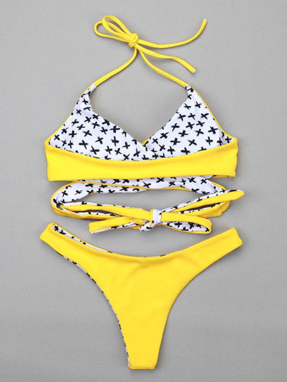 Ribbed Crisscross Adjustable Bikinis Swimwear
