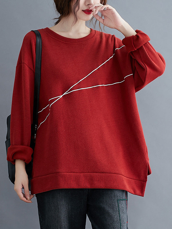 Simple Round-Neck Long Sleeves Loose Sweatshirts