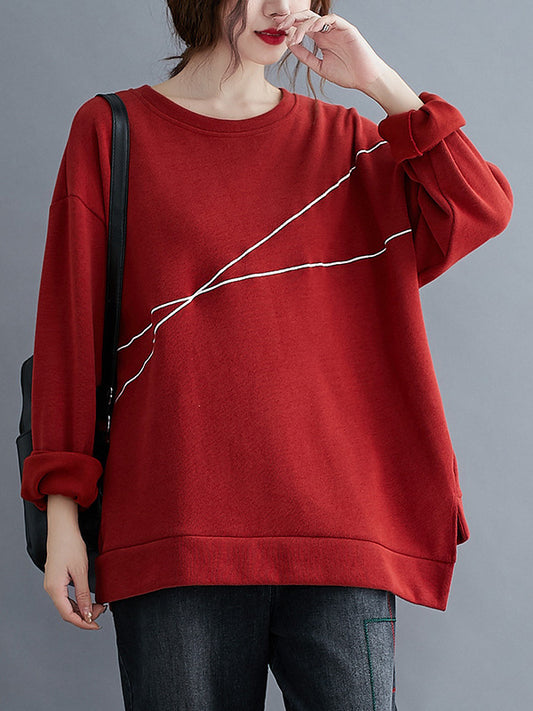 Simple Round-Neck Long Sleeves Loose Sweatshirts