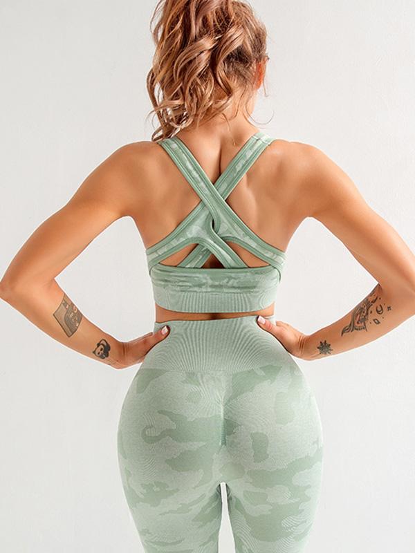 Three-Piece Set Camouflage Yoga Suits