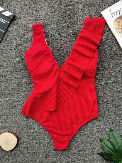 Sexy Beach Ruffled One-piece Swimsuit
