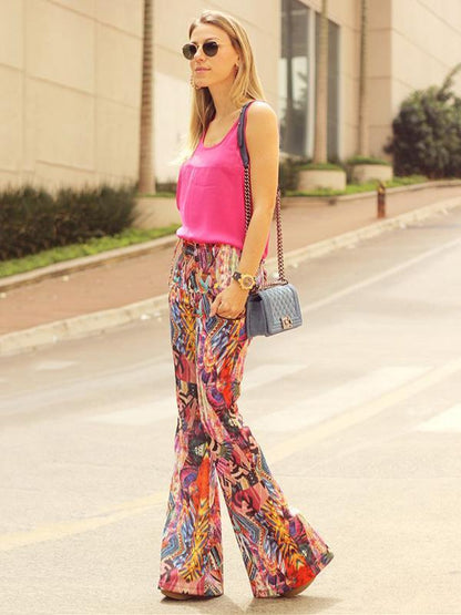 Fashion Floral Bell-bottoms Casual Pants