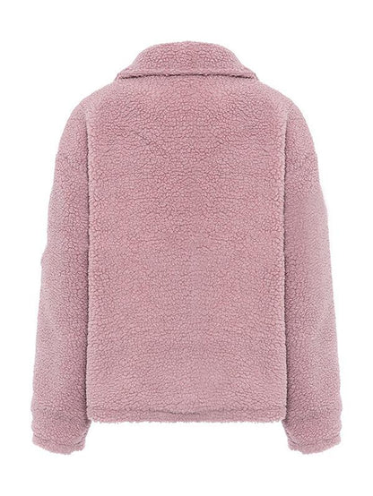 Solid Faux fur Lapel Outwears