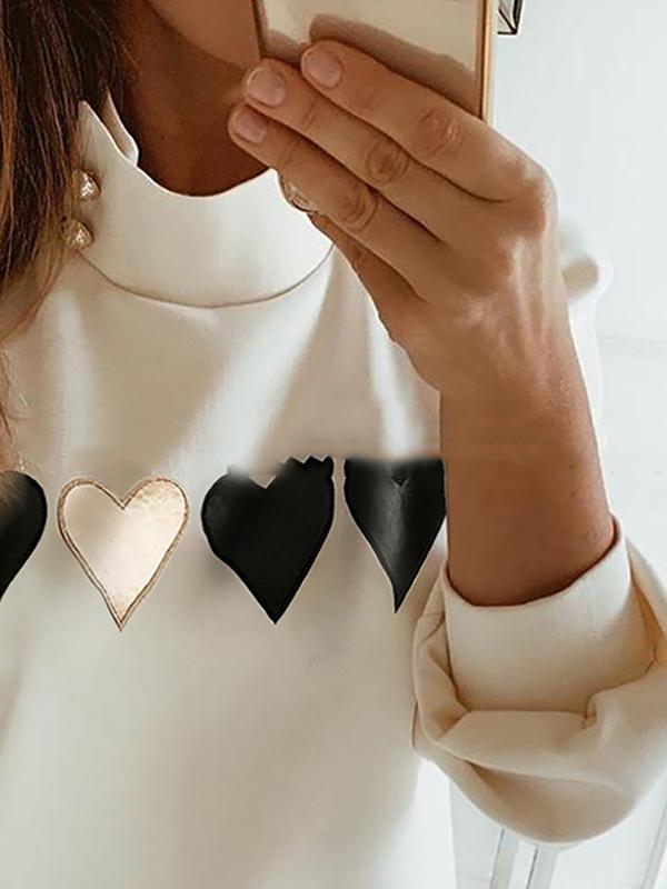 Simple Heart Shape Printed Blouses&Shirts Tops
