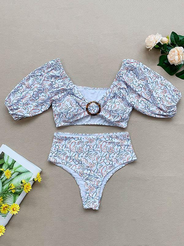 Sweetheart Short Sleeves Bikini Swimsuit