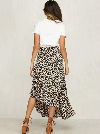 Cropped Leopard Empire Split-side Bust Skirt