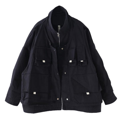 Buykud Casual Pure Color Loose Zipper Jacket