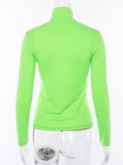 Fashion High-neck Long Sleeves Tee