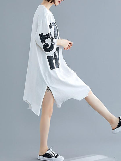 Loose Split-side Printed Dress
