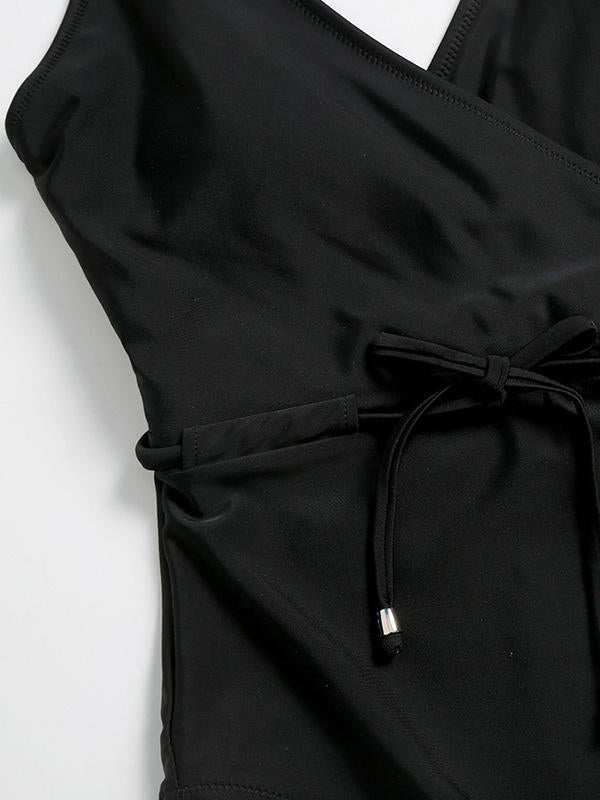 V-Neck Bandage One-Piece Swimwear