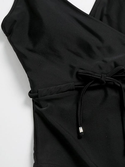 V-Neck Bandage One-Piece Swimwear