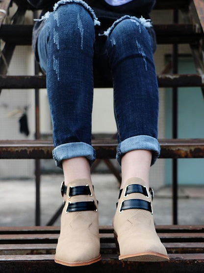 Fashion Double Buckle Pointed Shoes
