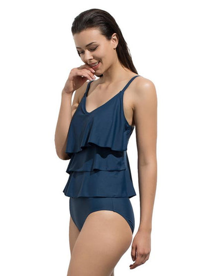 Falbala Plain Tankinis Swimwear