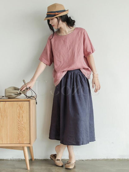 Literary Linen Split-side Skirt