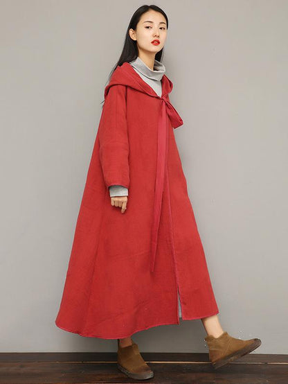 Double Cotton Lace-up Long Cloak