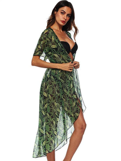 Batwing Sleeves Bandage Chiffon Cover-Ups Swimwear