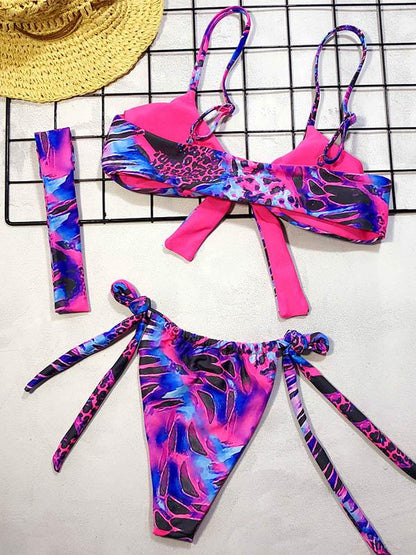 Knot Top Lace Up Bikini Swimsuit