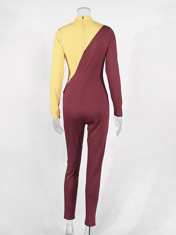 Fashion Color-Block Yoga Jumpsuits