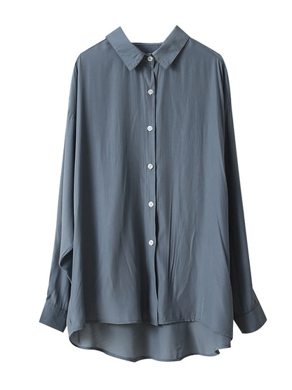 Original Solid Color Thin Lapel Blouses&Shirts Tops