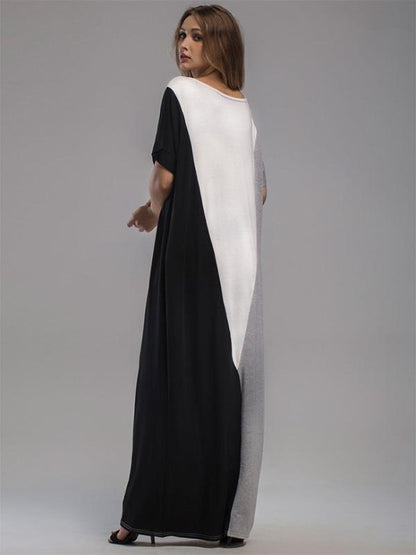 Loose Color-block Split-joint Long Dress