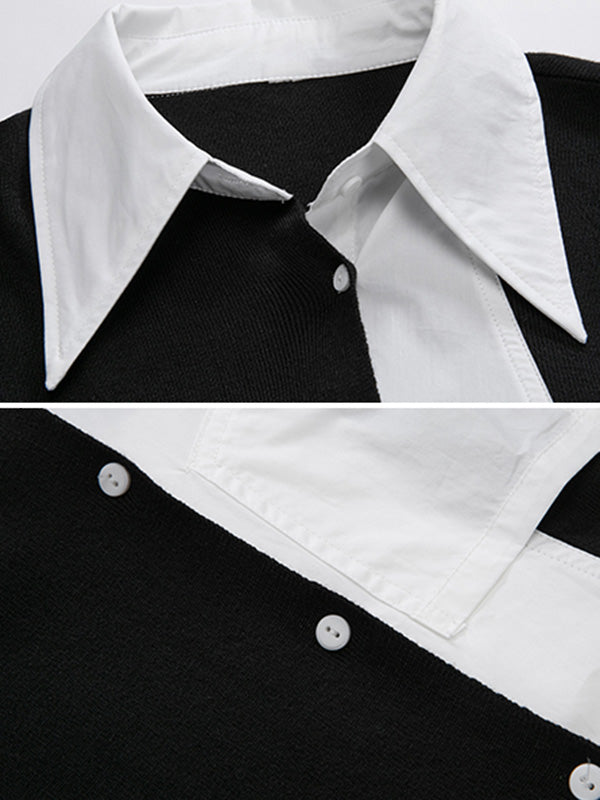 Stylish Asymmetric Split-Joint High-Low Irregular Clipping Split-Back Blouse