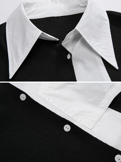 Stylish Asymmetric Split-Joint High-Low Irregular Clipping Split-Back Blouse