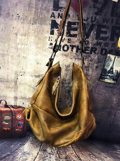 Vintage Manual Staining Genuine Leather Sling Bag