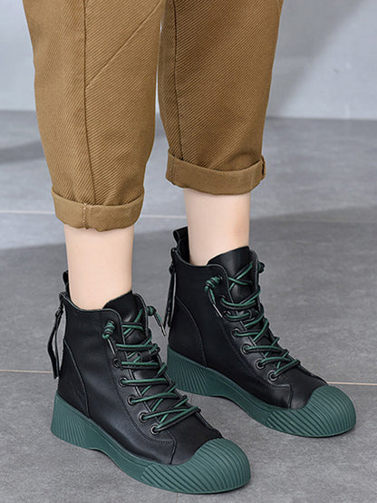 Vintage Cow Leather Zipper Martin Boots