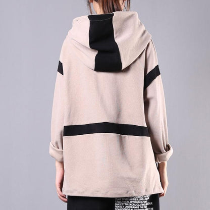 Buykud Literary Contrast Color Casual Loose Hoodie