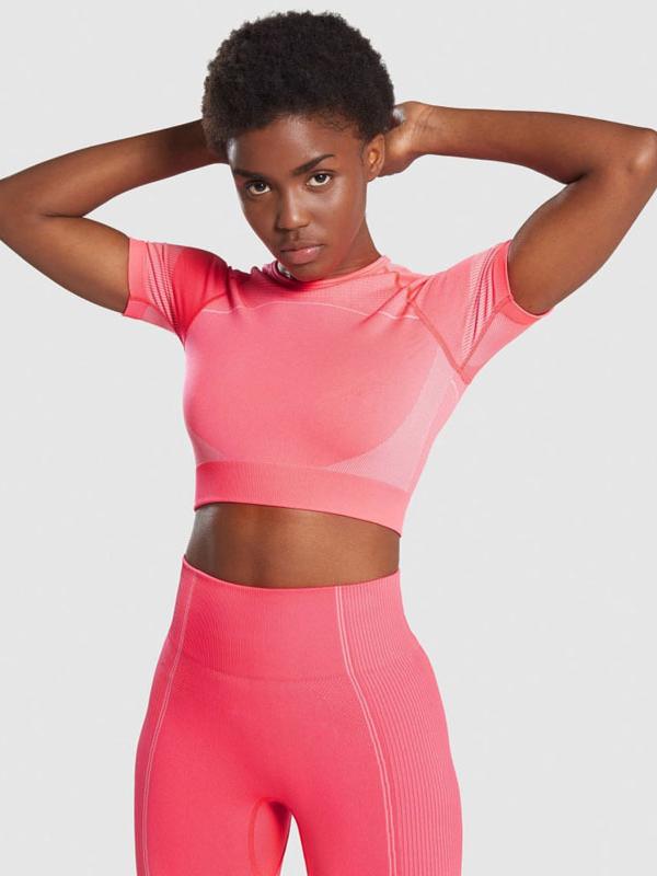 Solid Color Short Sleeves Yoga Suits