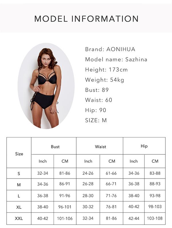 Solid Black Crisscross Bottom Bikinis Swimwear