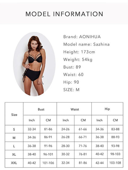 Solid Black Crisscross Bottom Bikinis Swimwear
